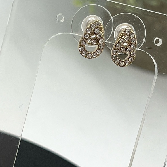 Givenchy Womens Gold Tone Crystal Small Stud Earrings New - Picture 6 of 15